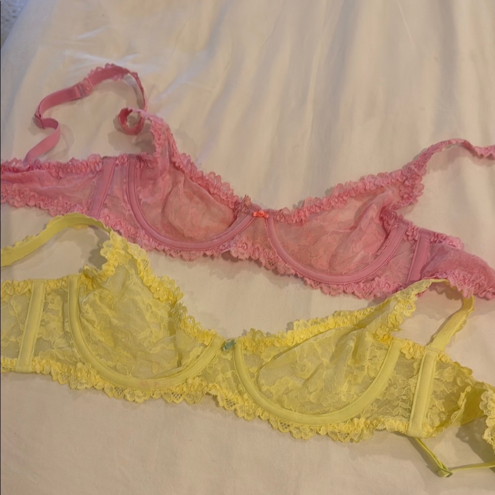 Skims Pink and Yellow Lace Bras